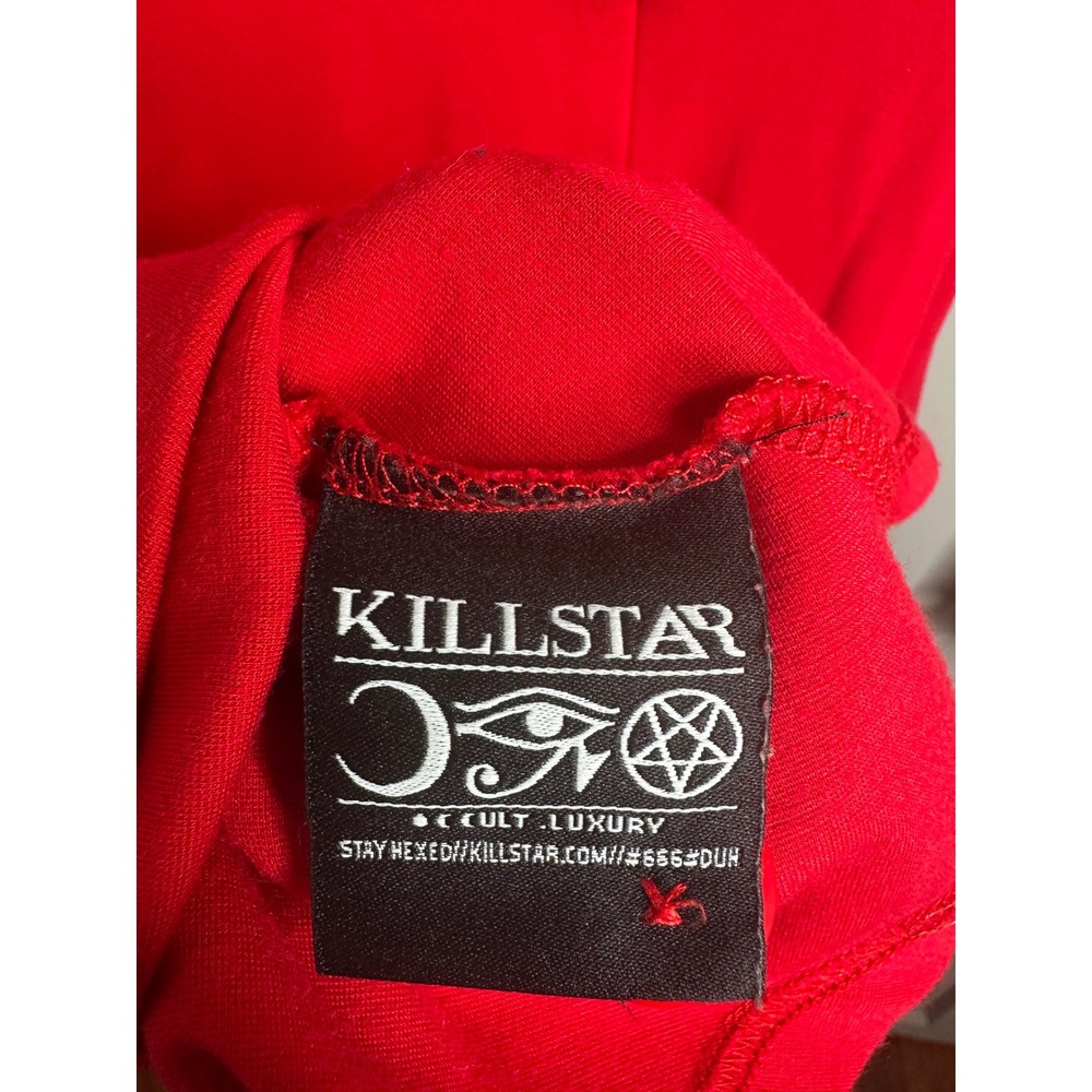 Killstar Red Lace Collar Long Sleeve Mini Dress Skeleton Tag XS - Picture 10 of 10
